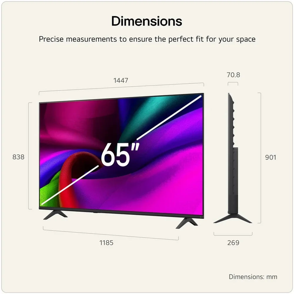 LG 65NU900B6LA 65 Inch NU90 NANO 4K LED Ultra HD HDR Smart AI TV 2026